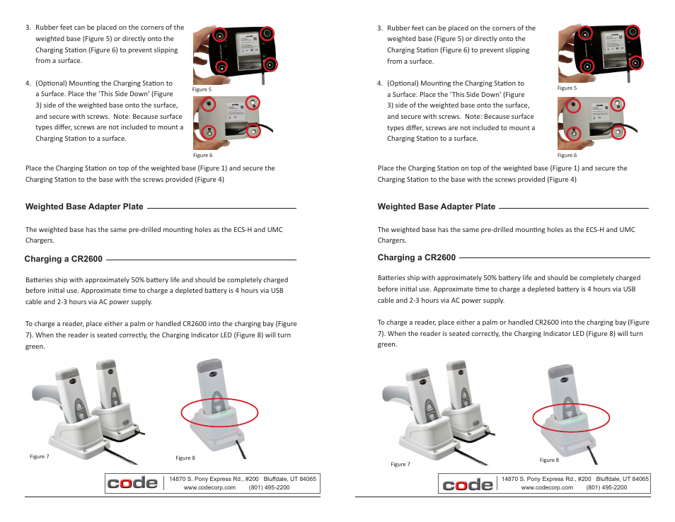 Code CR2600 Charging Station User Manual | 2 pages