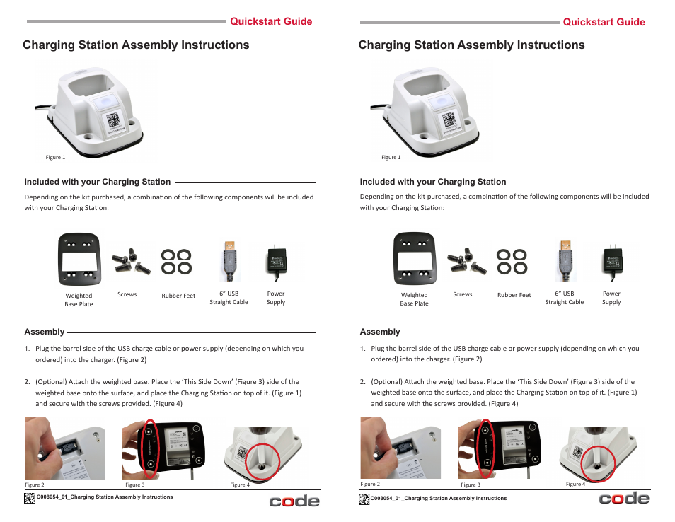 Charging station assembly instructions, Quickstart guide | Code CR2600 Charging Station User Manual | Page 2 / 2