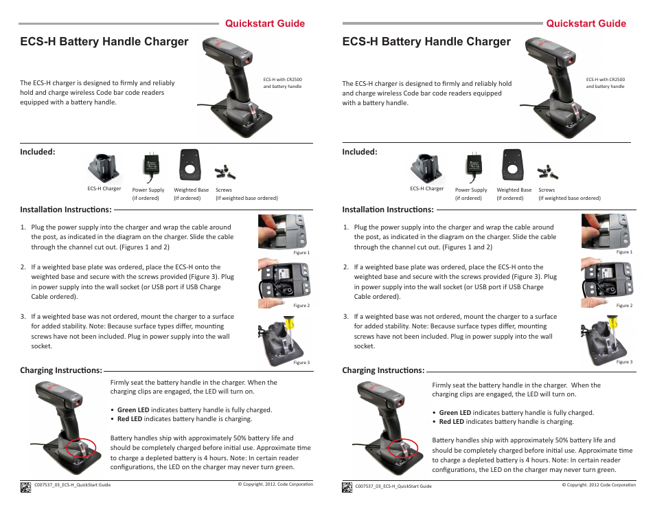 Code ECS-H Charger User Manual | 1 page