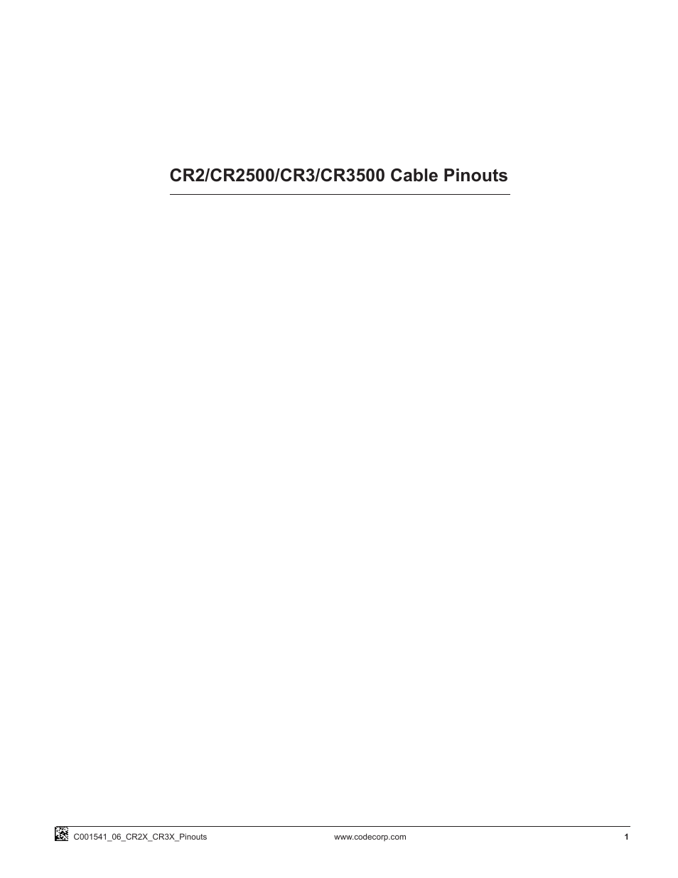 Code CR2 Cable Pinouts User Manual | 4 pages