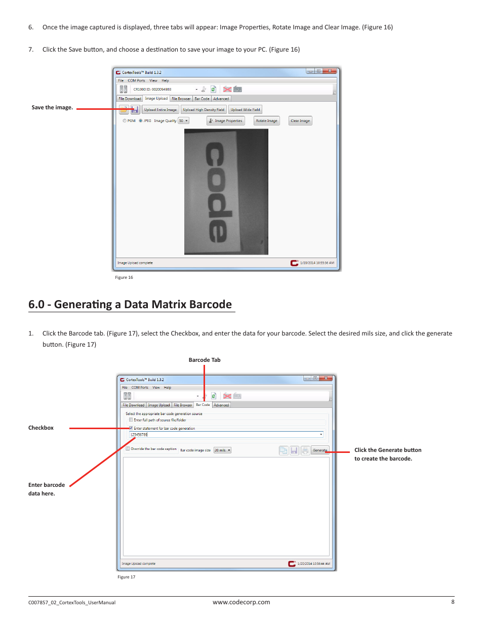0 - generating a data matrix barcode | Code CortexTools User Manual | Page 11 / 12