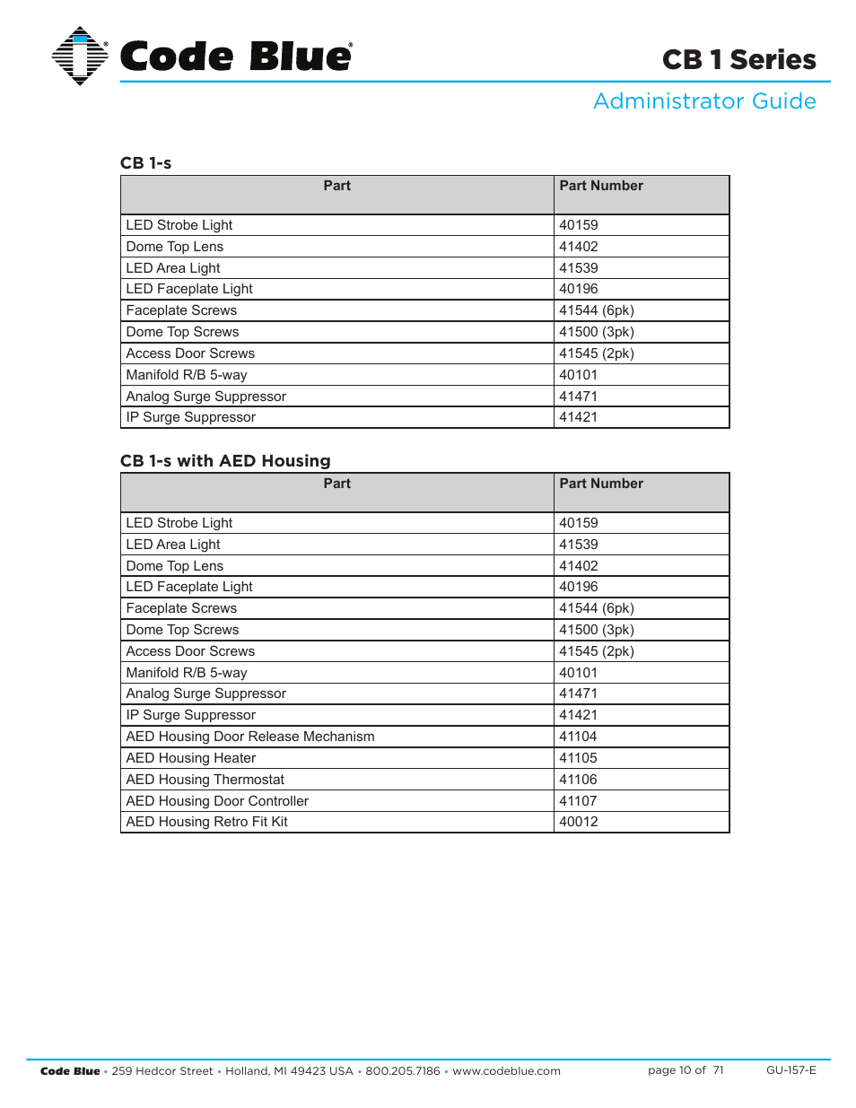 Cb 1 series, Administrator guide | Code Blue CB 1-E ECONOMICAL HELP POINT User Manual | Page 10 / 71