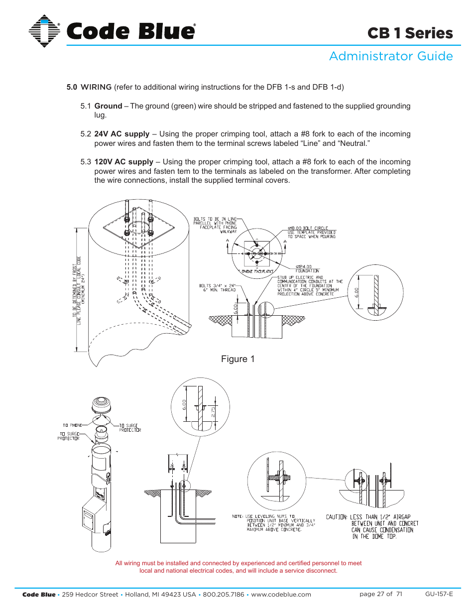 Cb 1 series, Administrator guide | Code Blue CB 1-E ECONOMICAL HELP POINT User Manual | Page 27 / 71