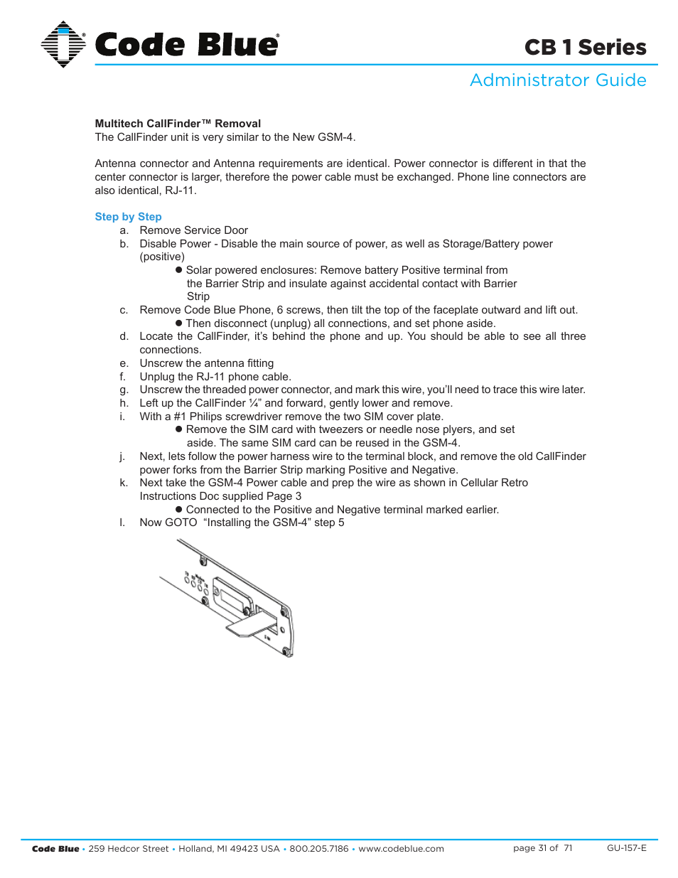 Cb 1 series, Administrator guide | Code Blue CB 1-E ECONOMICAL HELP POINT User Manual | Page 31 / 71