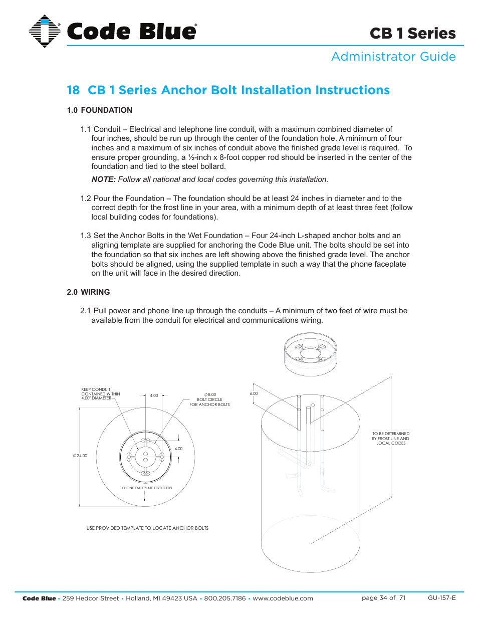 Cb 1 series | Code Blue CB 1-E ECONOMICAL HELP POINT User Manual | Page 34 / 71