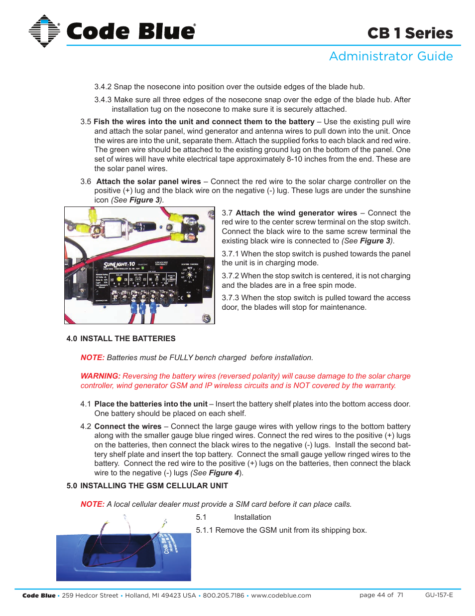 Cb 1 series, Administrator guide | Code Blue CB 1-E ECONOMICAL HELP POINT User Manual | Page 44 / 71