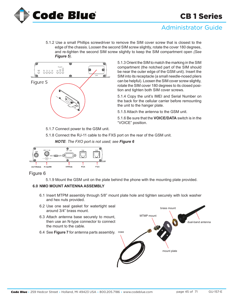 Cb 1 series, Administrator guide | Code Blue CB 1-E ECONOMICAL HELP POINT User Manual | Page 45 / 71