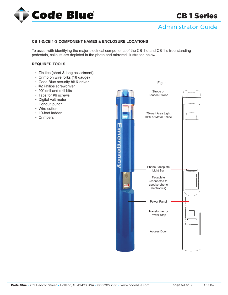 Cb 1 series, Administrator guide | Code Blue CB 1-E ECONOMICAL HELP POINT User Manual | Page 50 / 71