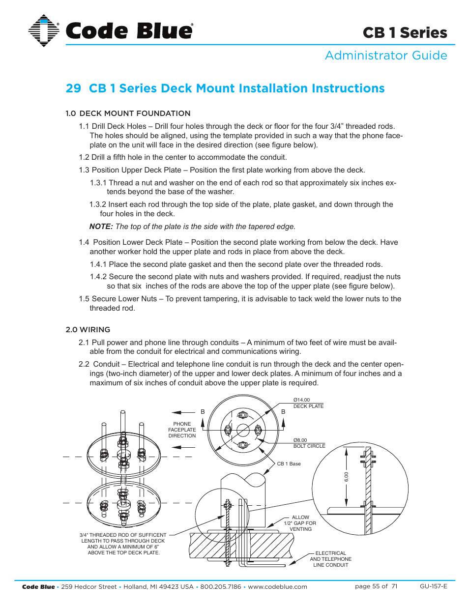 Cb 1 series | Code Blue CB 1-E ECONOMICAL HELP POINT User Manual | Page 55 / 71