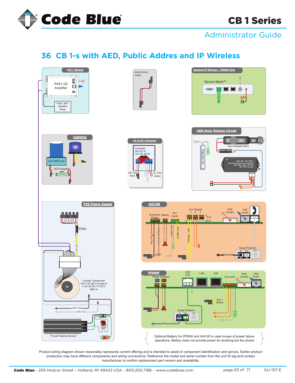 Cb 1 series, Dfb1 w / pas-ip w/optional wireless | Code Blue CB 1-E ECONOMICAL HELP POINT User Manual | Page 63 / 71