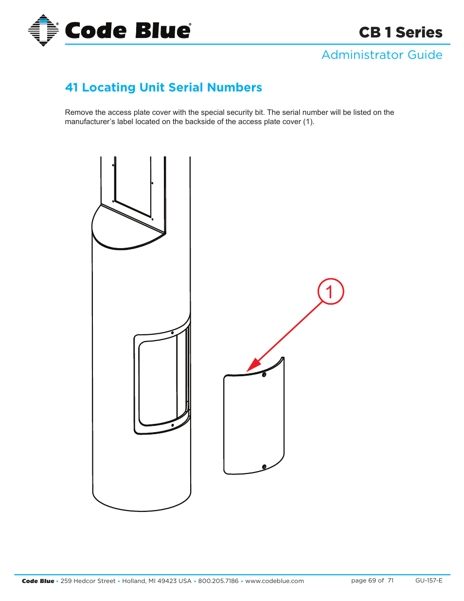 Cb 1 series | Code Blue CB 1-E ECONOMICAL HELP POINT User Manual | Page 69 / 71