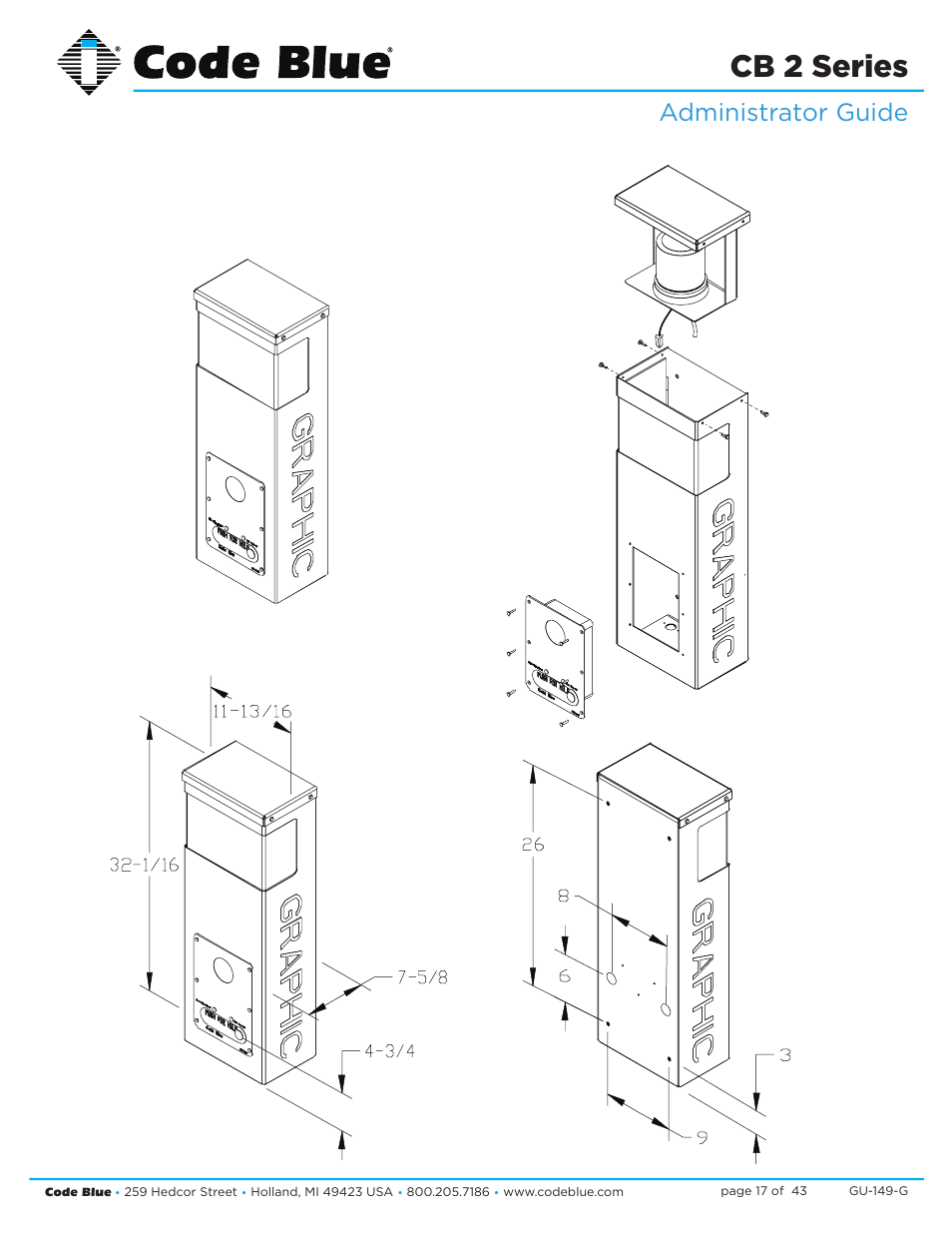 Cb 2 series, Administrator guide | Code Blue CB 2-E ECONOMICAL WALL MOUNT HELP POINT User Manual | Page 17 / 43