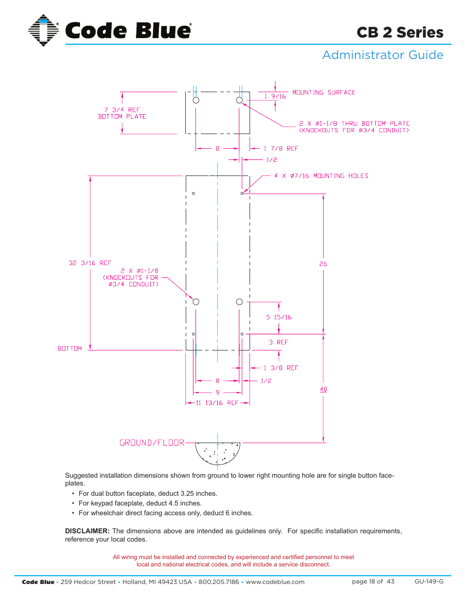 Cb 2 series, Administrator guide | Code Blue CB 2-E ECONOMICAL WALL MOUNT HELP POINT User Manual | Page 18 / 43