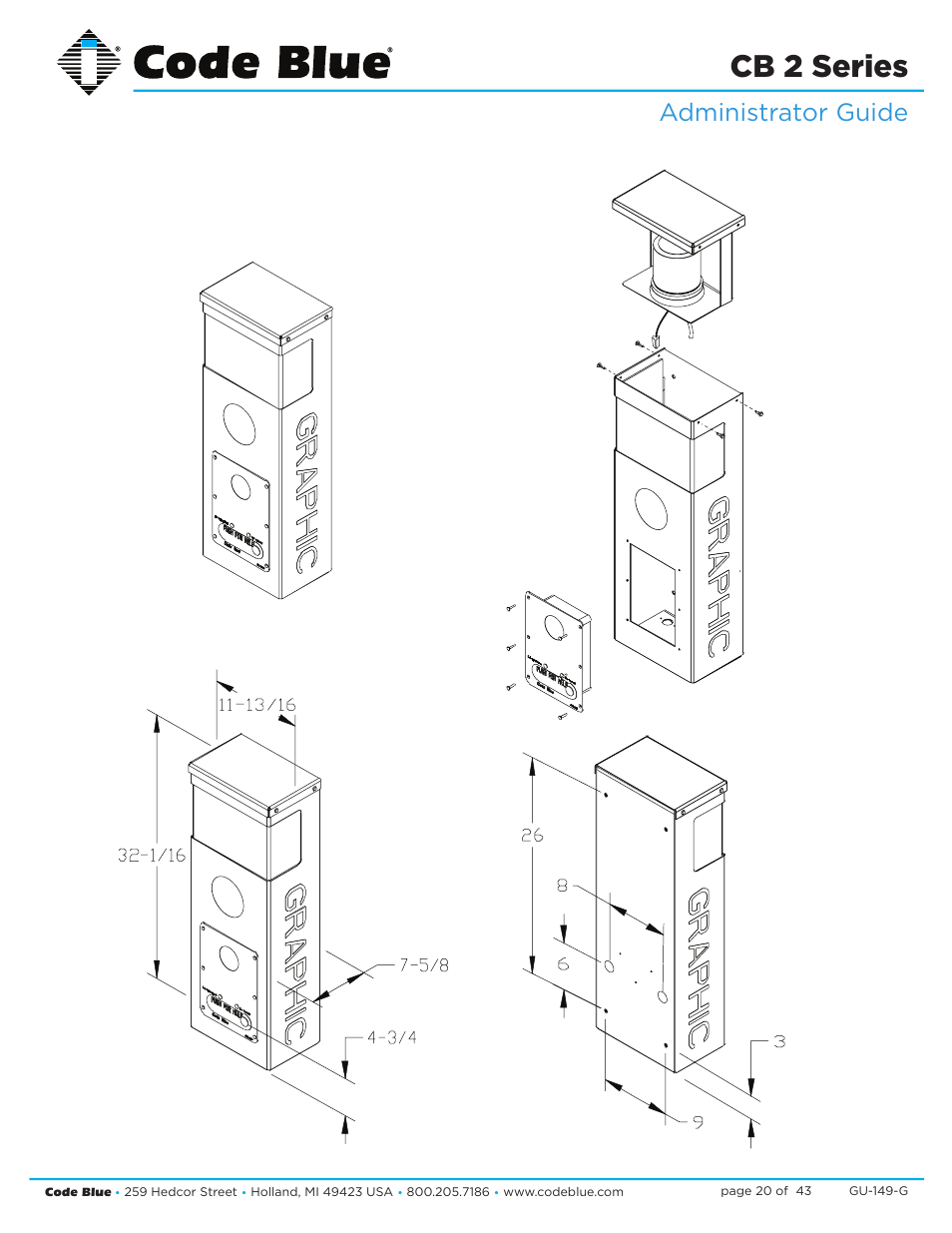 Cb 2 series, Administrator guide | Code Blue CB 2-E ECONOMICAL WALL MOUNT HELP POINT User Manual | Page 20 / 43