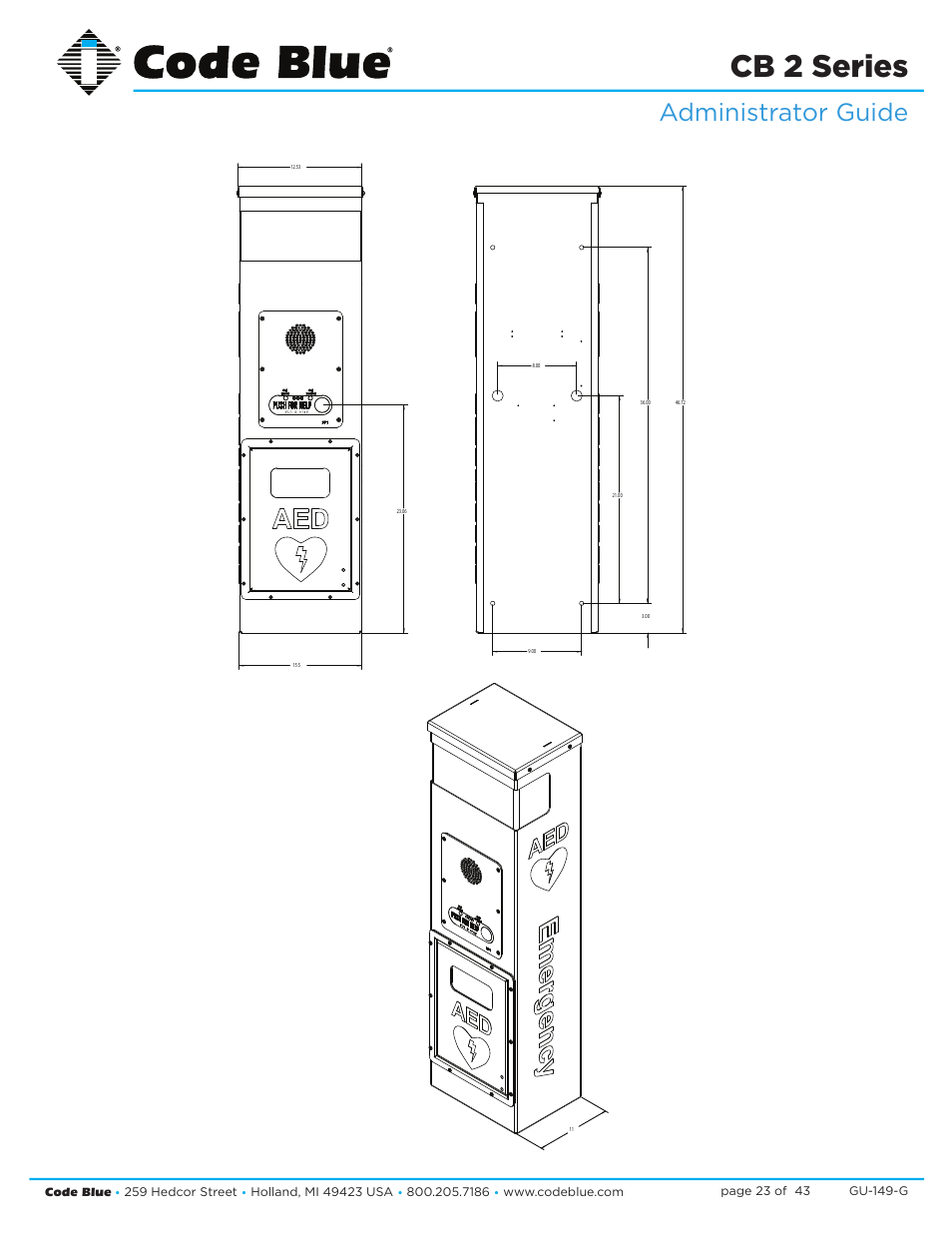 Cb 2 series, Administrator guide | Code Blue CB 2-E ECONOMICAL WALL MOUNT HELP POINT User Manual | Page 23 / 43