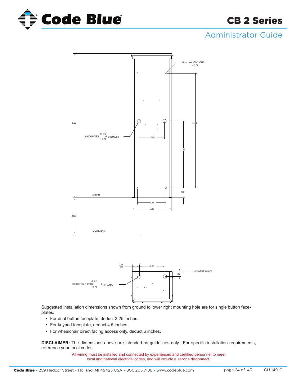 Cb 2 series, Administrator guide | Code Blue CB 2-E ECONOMICAL WALL MOUNT HELP POINT User Manual | Page 24 / 43