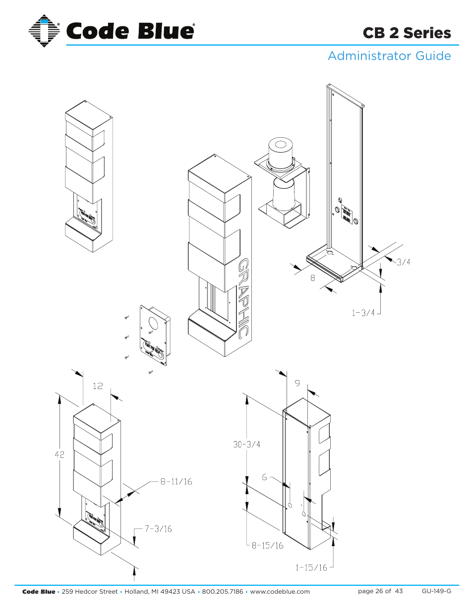 Cb 2 series, Administrator guide | Code Blue CB 2-E ECONOMICAL WALL MOUNT HELP POINT User Manual | Page 26 / 43