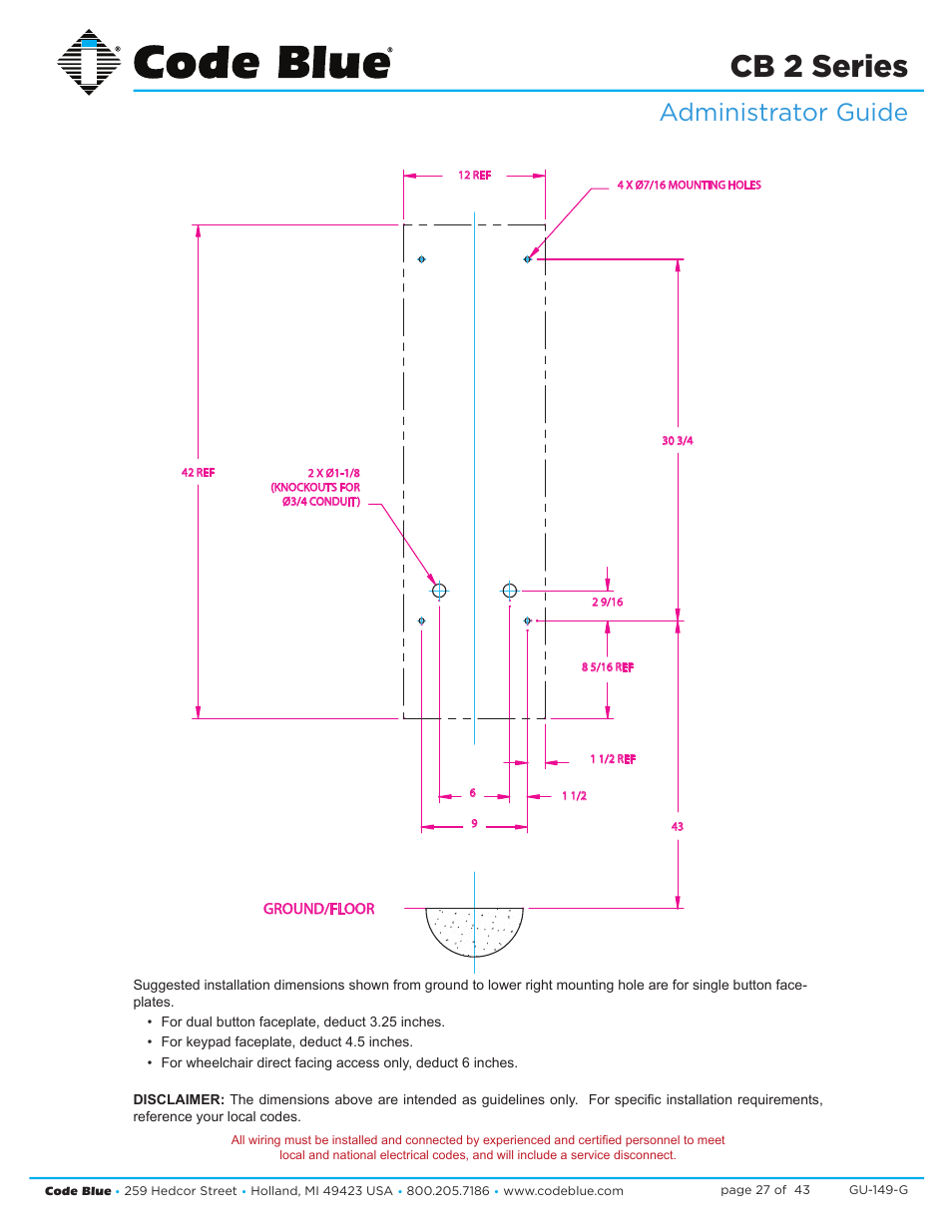 Cb 2 series, Administrator guide | Code Blue CB 2-E ECONOMICAL WALL MOUNT HELP POINT User Manual | Page 27 / 43