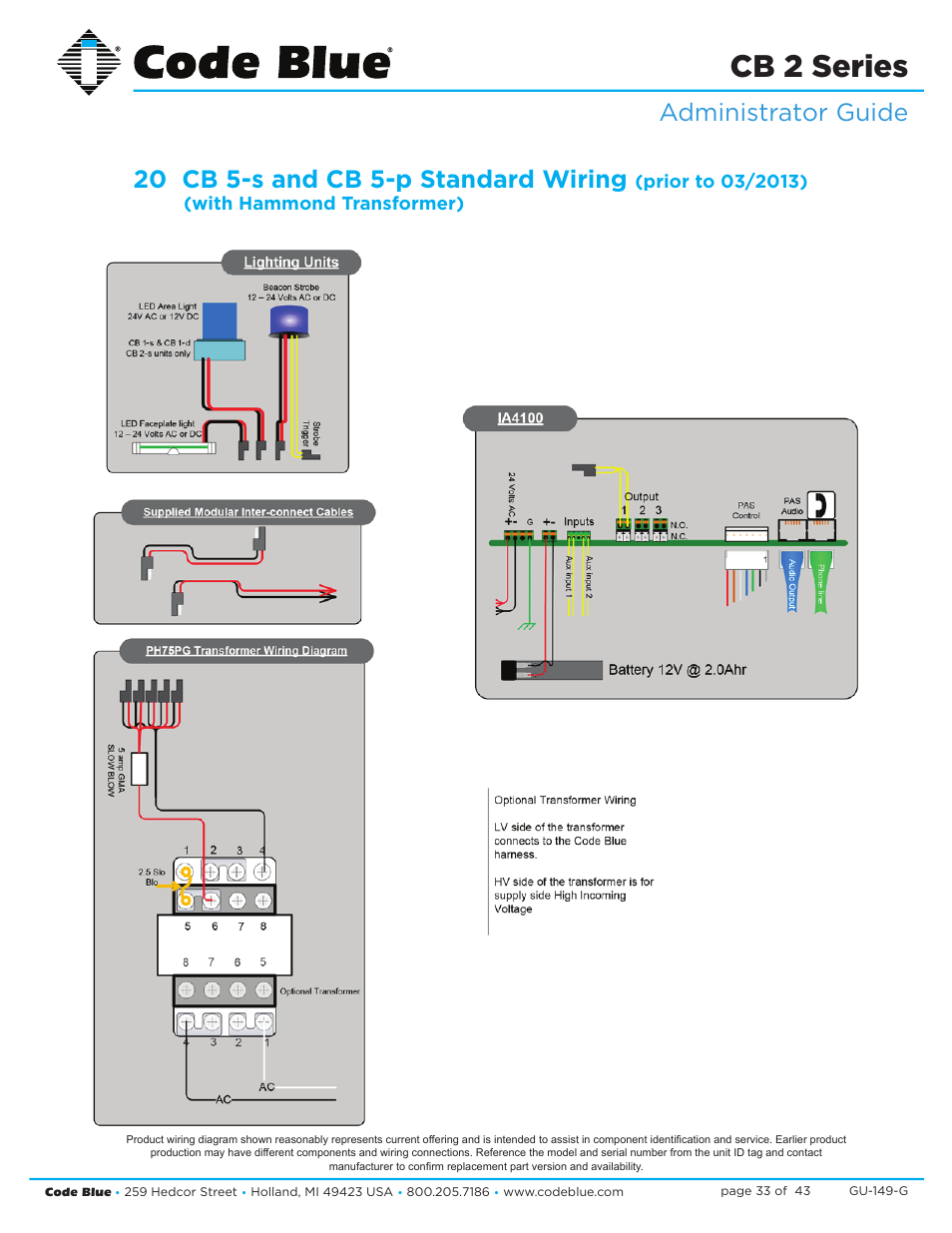 Cb 2 series | Code Blue CB 2-E ECONOMICAL WALL MOUNT HELP POINT User Manual | Page 33 / 43