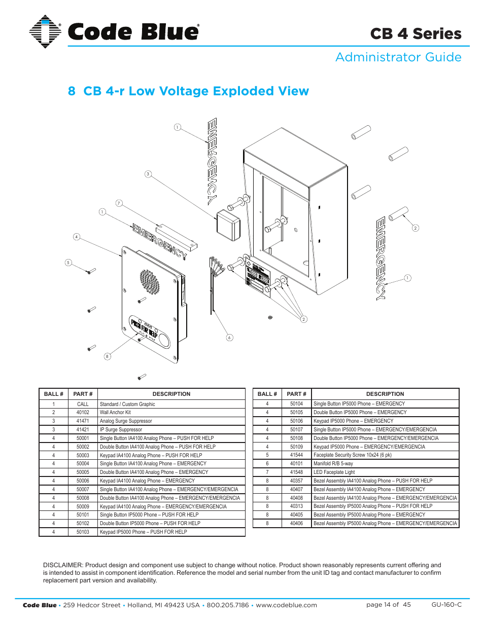 Cb 4 series | Code Blue CB 4-S SIGNATURE WALL/POLE MOUNT ENCLOSURE User Manual | Page 14 / 45