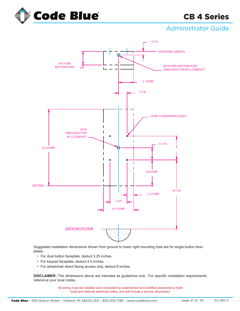 Cb 4 series, Administrator guide | Code Blue CB 4-S SIGNATURE WALL/POLE MOUNT ENCLOSURE User Manual | Page 21 / 45