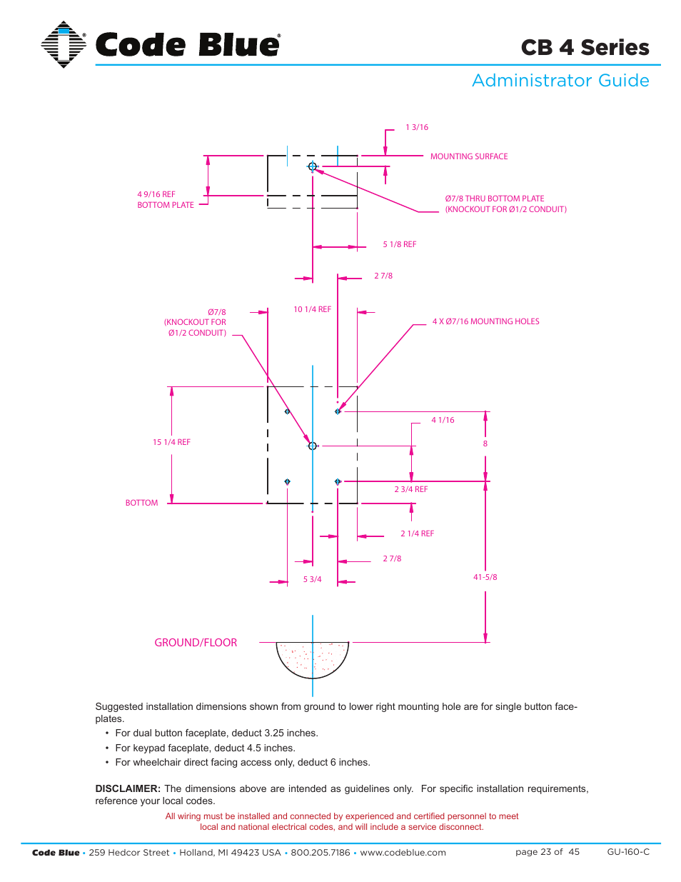 Cb 4 series, Administrator guide | Code Blue CB 4-S SIGNATURE WALL/POLE MOUNT ENCLOSURE User Manual | Page 23 / 45