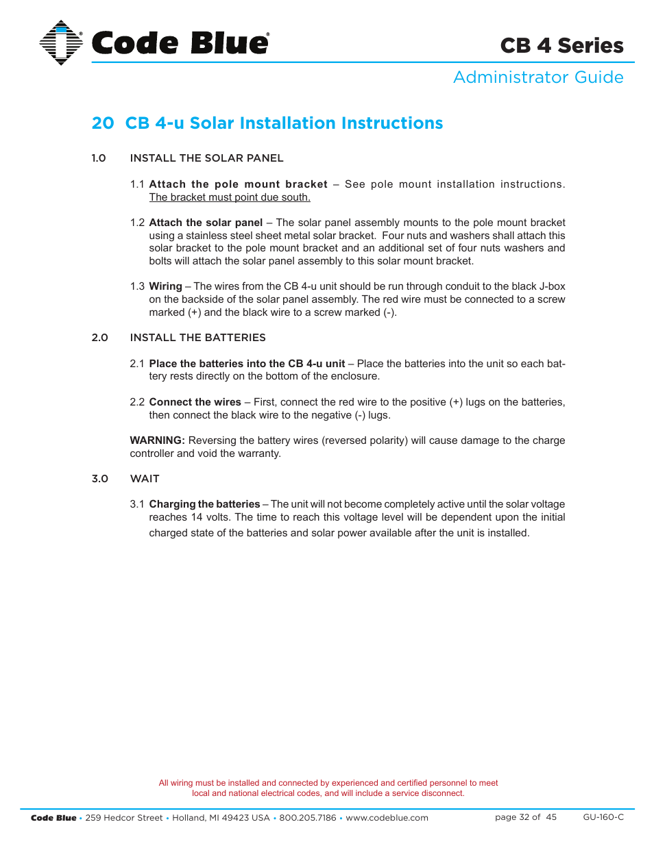 Cb 4 series | Code Blue CB 4-S SIGNATURE WALL/POLE MOUNT ENCLOSURE User Manual | Page 32 / 45