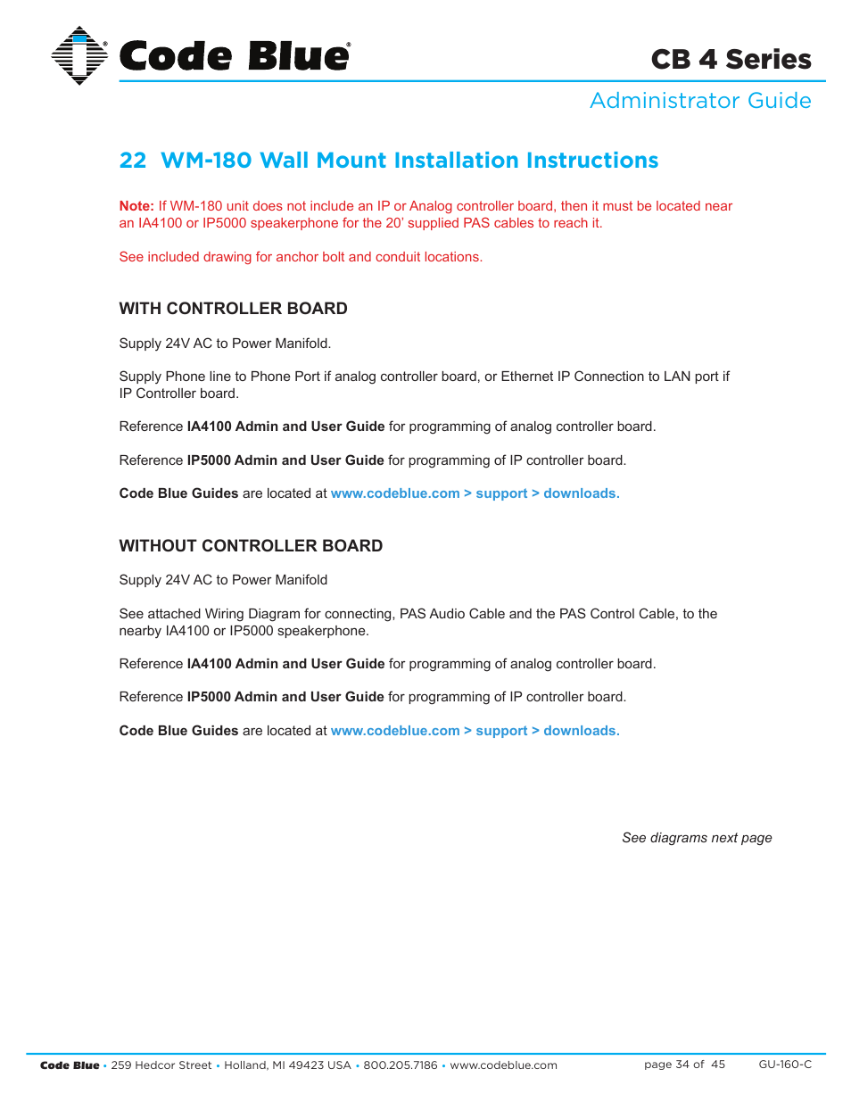 Cb 4 series | Code Blue CB 4-S SIGNATURE WALL/POLE MOUNT ENCLOSURE User Manual | Page 34 / 45