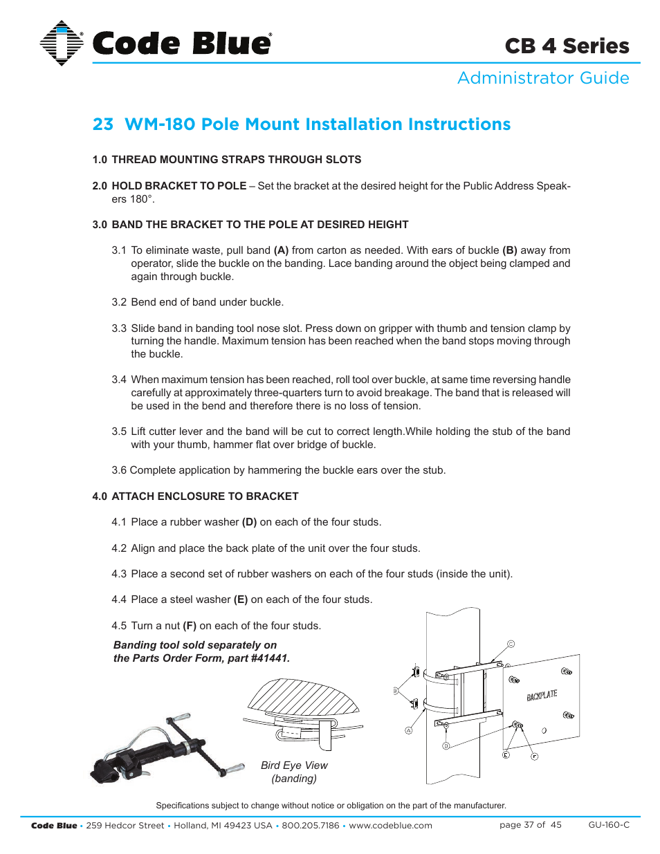Cb 4 series | Code Blue CB 4-S SIGNATURE WALL/POLE MOUNT ENCLOSURE User Manual | Page 37 / 45