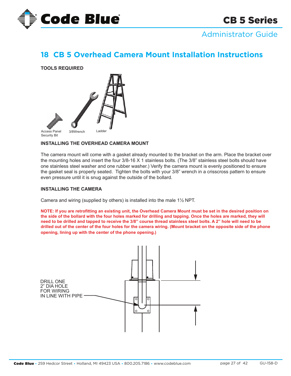 Cb 5 series | Code Blue CB 5-S ECONOMICAL SLIM HELP POINT User Manual | Page 27 / 42
