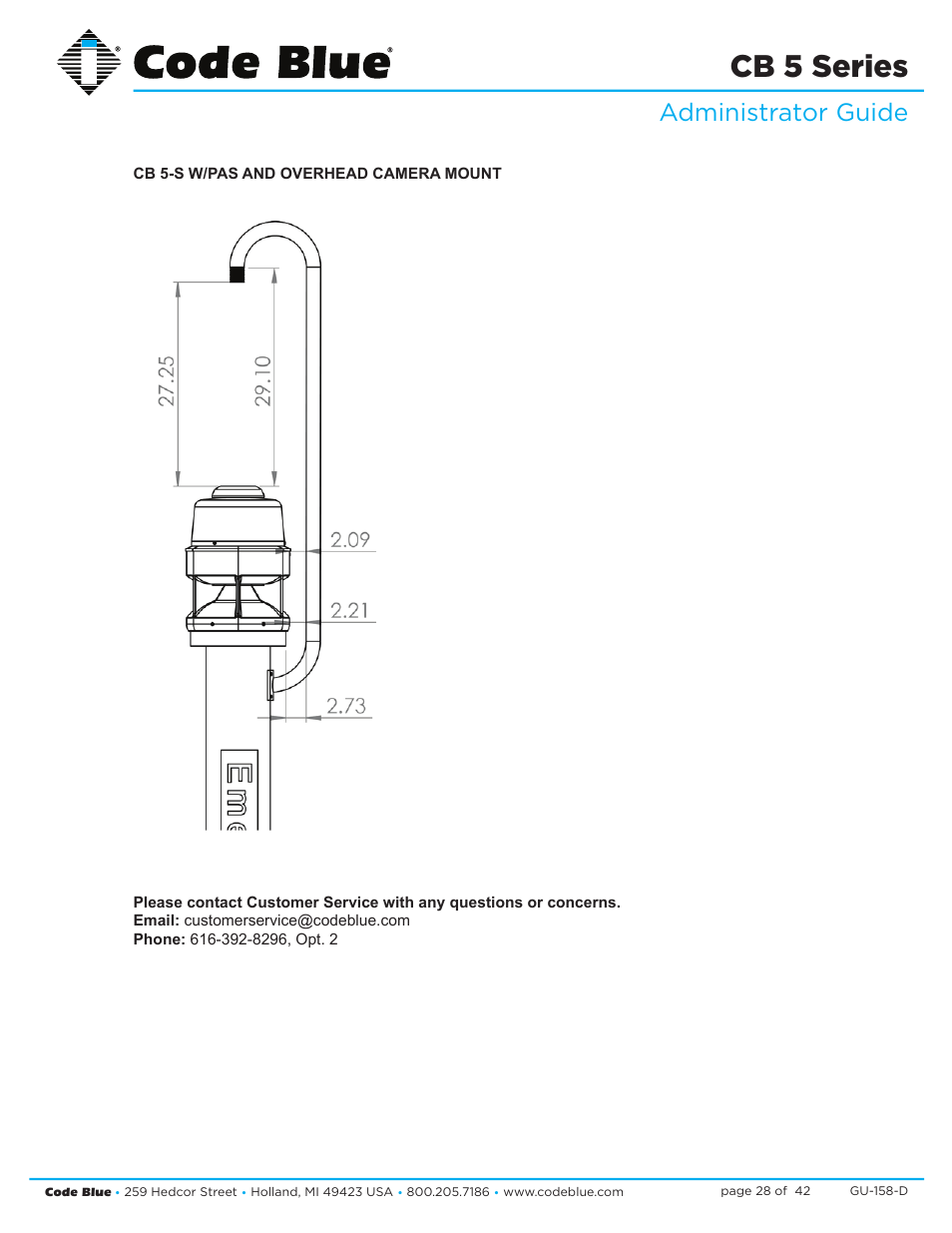 Cb 5 series, Administrator guide | Code Blue CB 5-S ECONOMICAL SLIM HELP POINT User Manual | Page 28 / 42