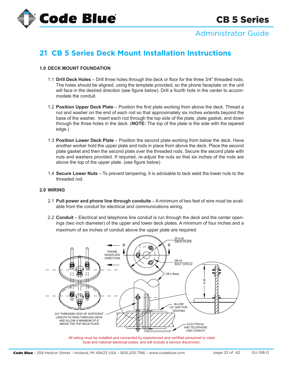 Cb 5 series | Code Blue CB 5-S ECONOMICAL SLIM HELP POINT User Manual | Page 32 / 42