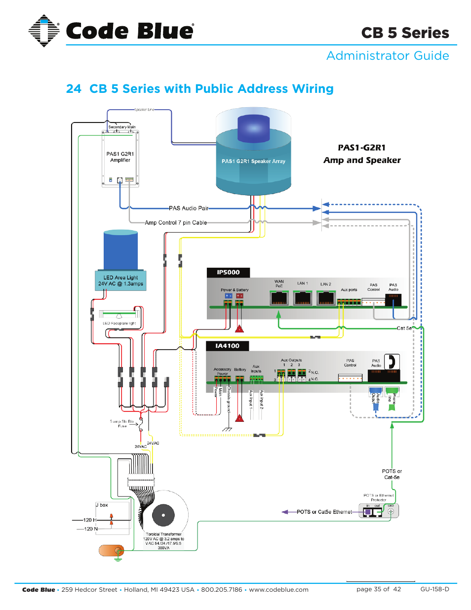 Cb 5 series | Code Blue CB 5-S ECONOMICAL SLIM HELP POINT User Manual | Page 35 / 42