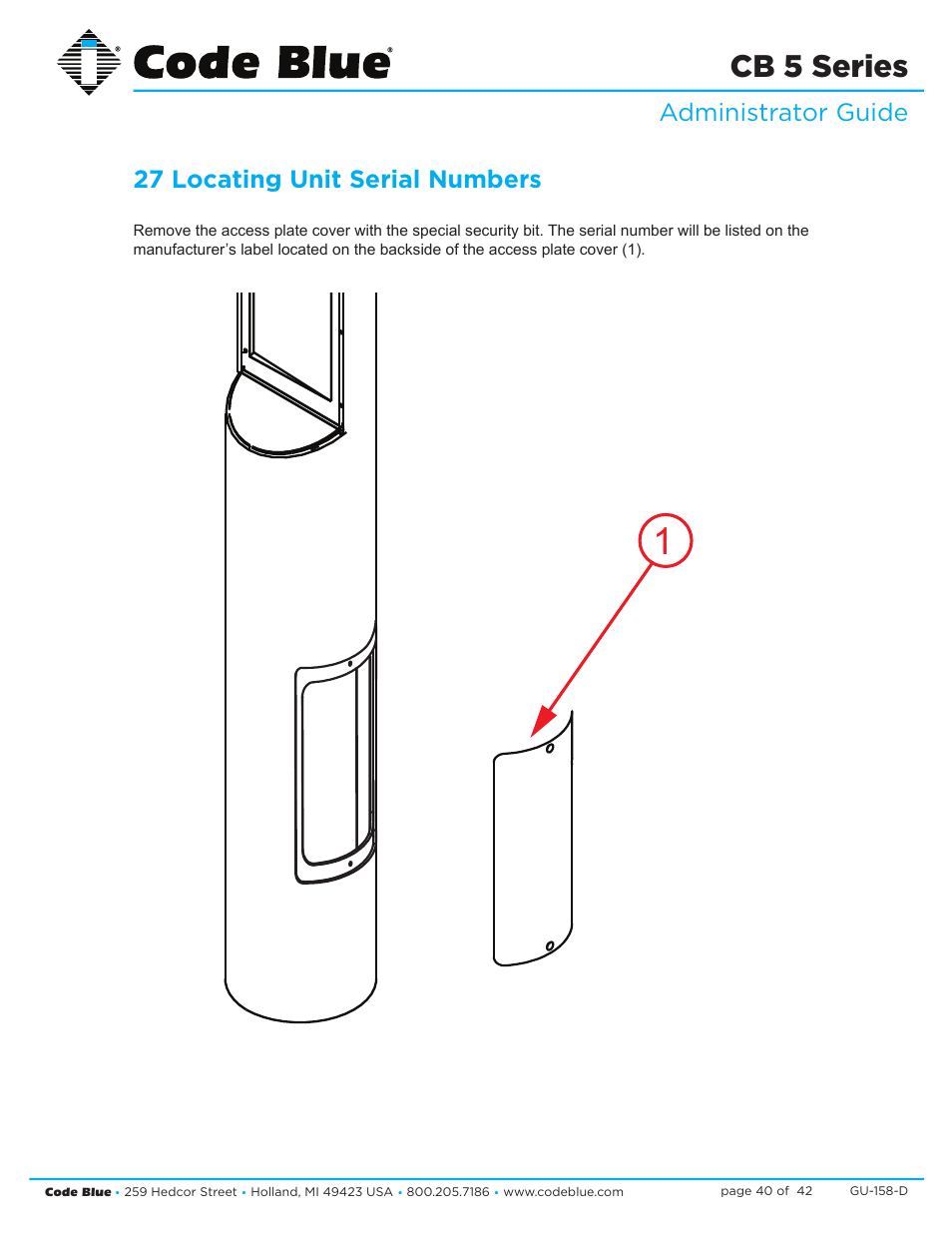 Cb 5 series | Code Blue CB 5-S ECONOMICAL SLIM HELP POINT User Manual | Page 40 / 42