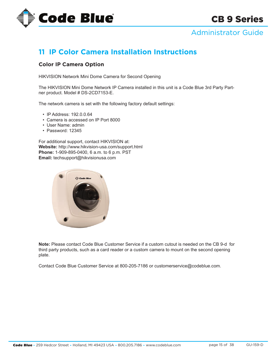 Cb 9 series | Code Blue CB 9-S SIGNATURE SHORT ENCLOSURE User Manual | Page 15 / 38