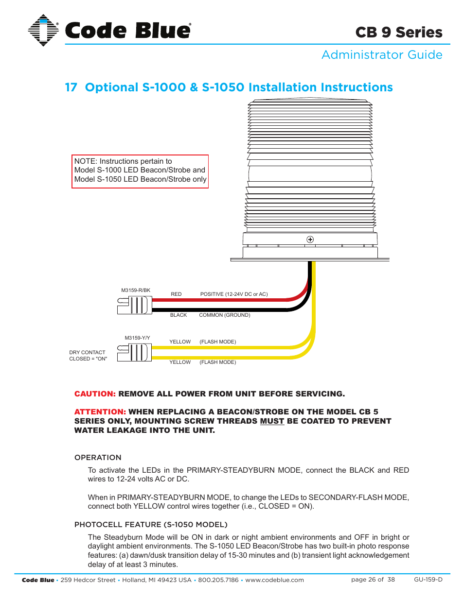 Cb 9 series | Code Blue CB 9-S SIGNATURE SHORT ENCLOSURE User Manual | Page 26 / 38