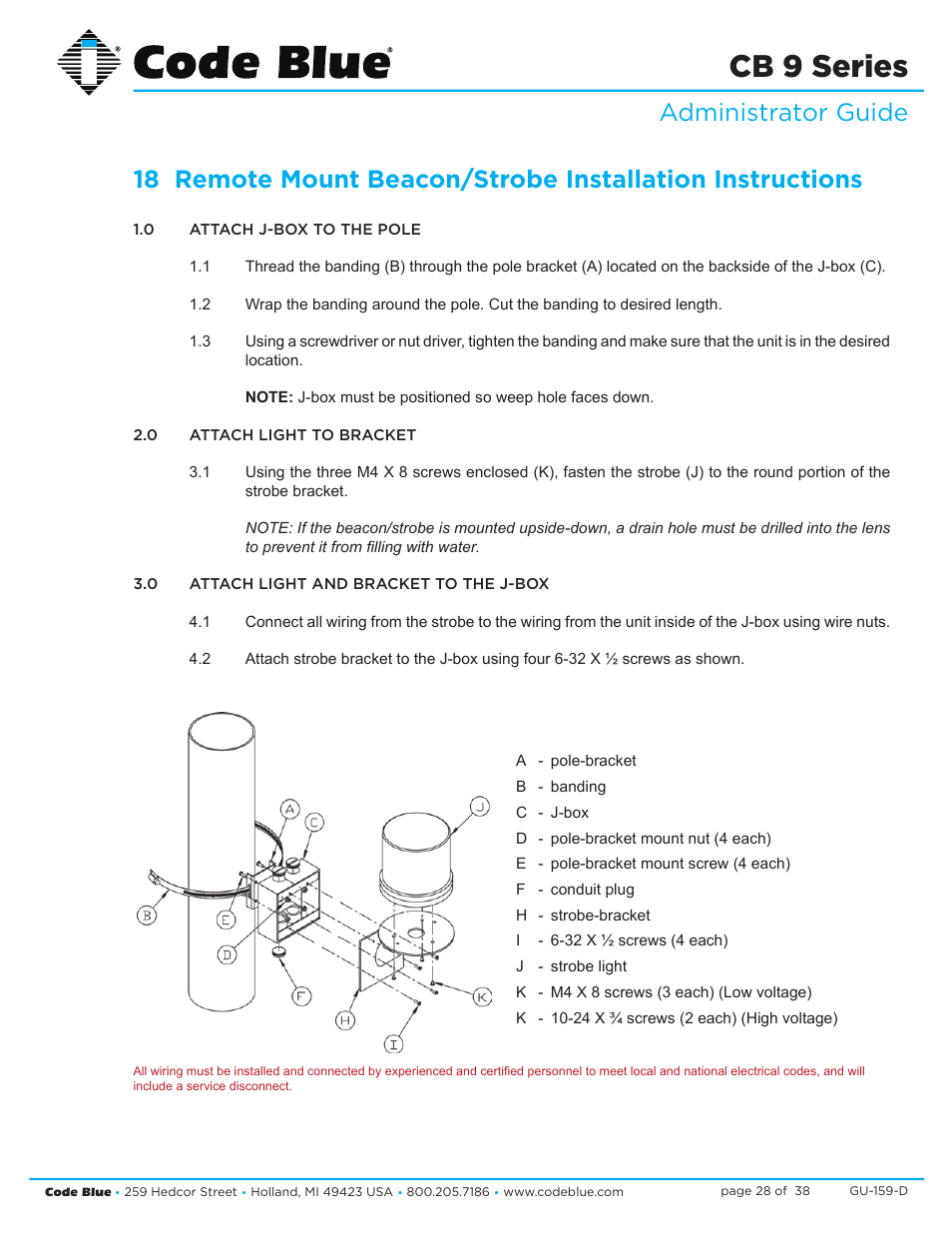 Cb 9 series, Administrator guide | Code Blue CB 9-S SIGNATURE SHORT ENCLOSURE User Manual | Page 28 / 38