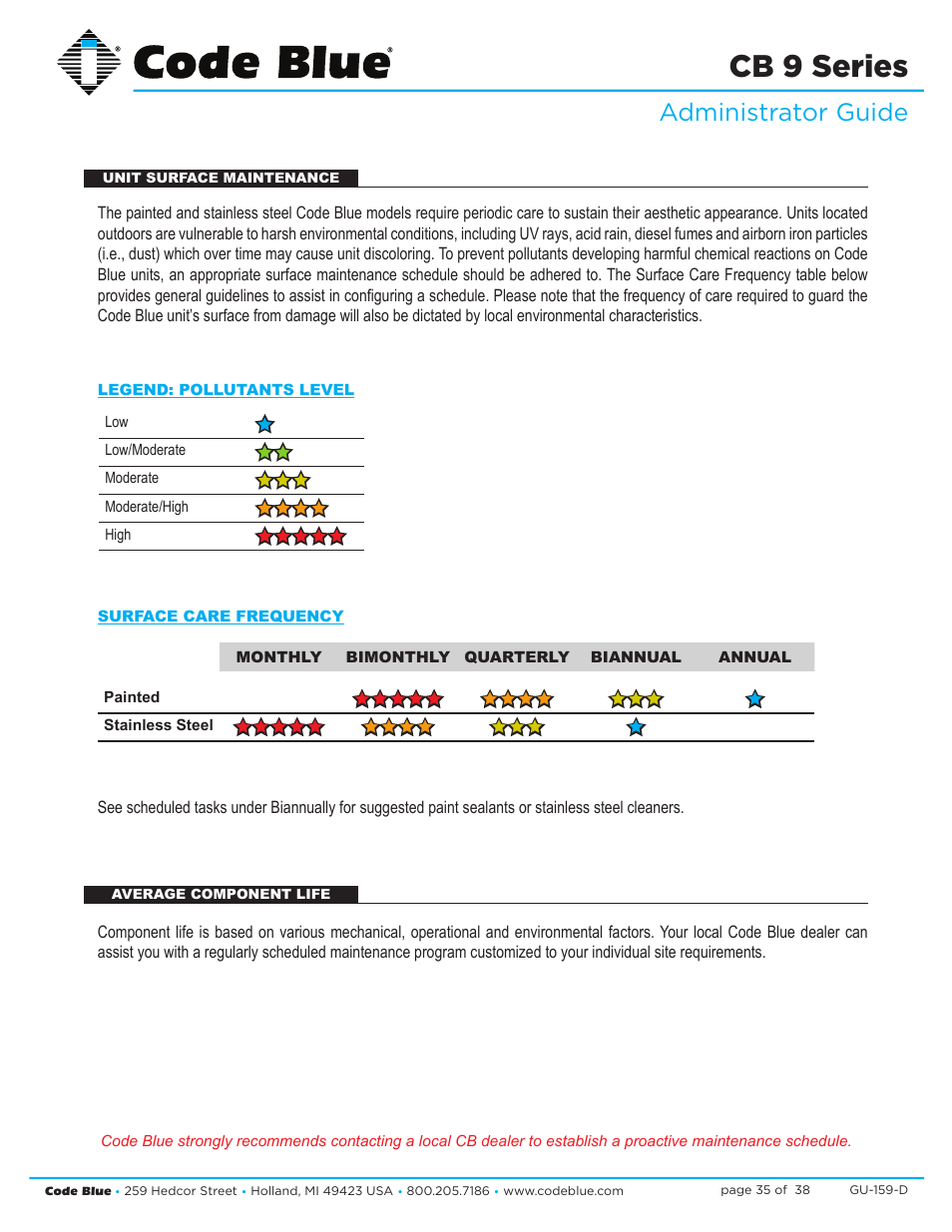 Cb 9 series, Administrator guide | Code Blue CB 9-S SIGNATURE SHORT ENCLOSURE User Manual | Page 35 / 38
