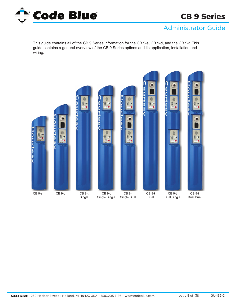 Cb 9 series, Administrator guide | Code Blue CB 9-S SIGNATURE SHORT ENCLOSURE User Manual | Page 5 / 38