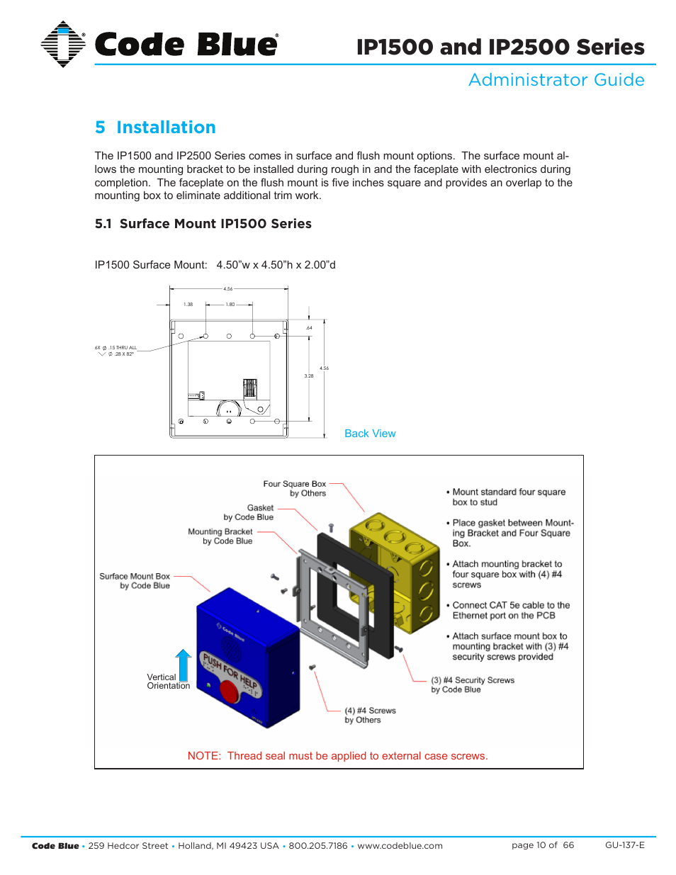 Administrator guide 5 installation | Code Blue IP1500 VOIP SPEAKERPHONE User Manual | Page 10 / 66