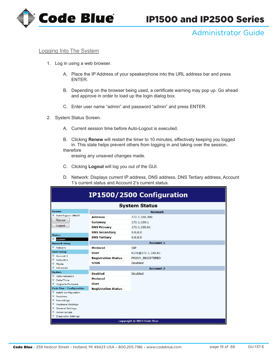 Administrator guide | Code Blue IP1500 VOIP SPEAKERPHONE User Manual | Page 19 / 66