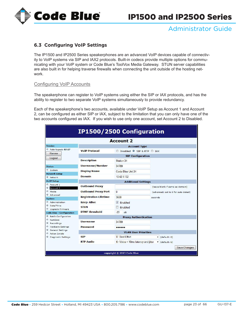 Administrator guide | Code Blue IP1500 VOIP SPEAKERPHONE User Manual | Page 23 / 66