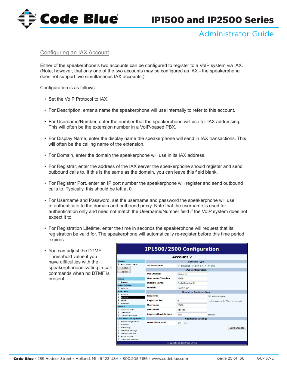 Administrator guide | Code Blue IP1500 VOIP SPEAKERPHONE User Manual | Page 25 / 66