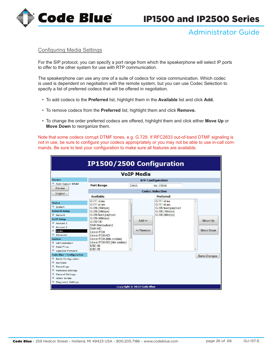 Administrator guide | Code Blue IP1500 VOIP SPEAKERPHONE User Manual | Page 26 / 66