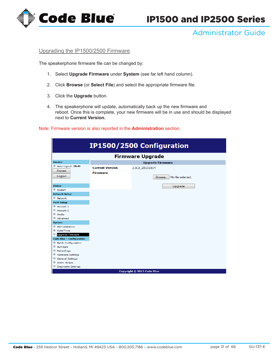 Administrator guide | Code Blue IP1500 VOIP SPEAKERPHONE User Manual | Page 31 / 66