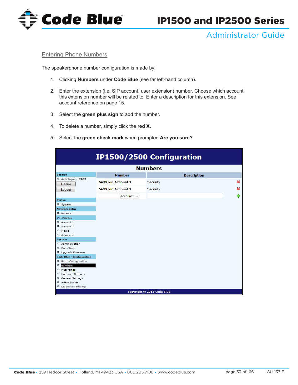 Administrator guide | Code Blue IP1500 VOIP SPEAKERPHONE User Manual | Page 33 / 66