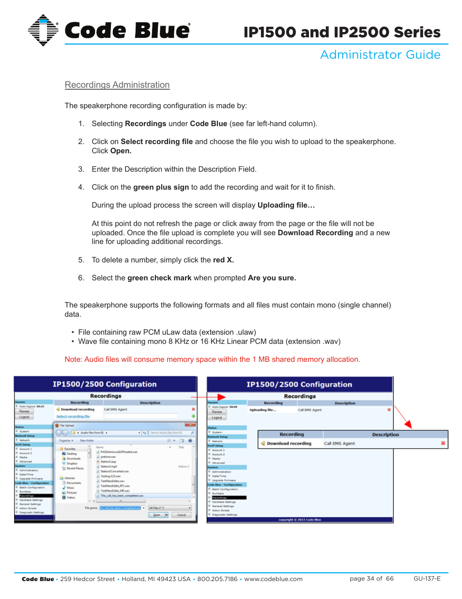 Administrator guide | Code Blue IP1500 VOIP SPEAKERPHONE User Manual | Page 34 / 66