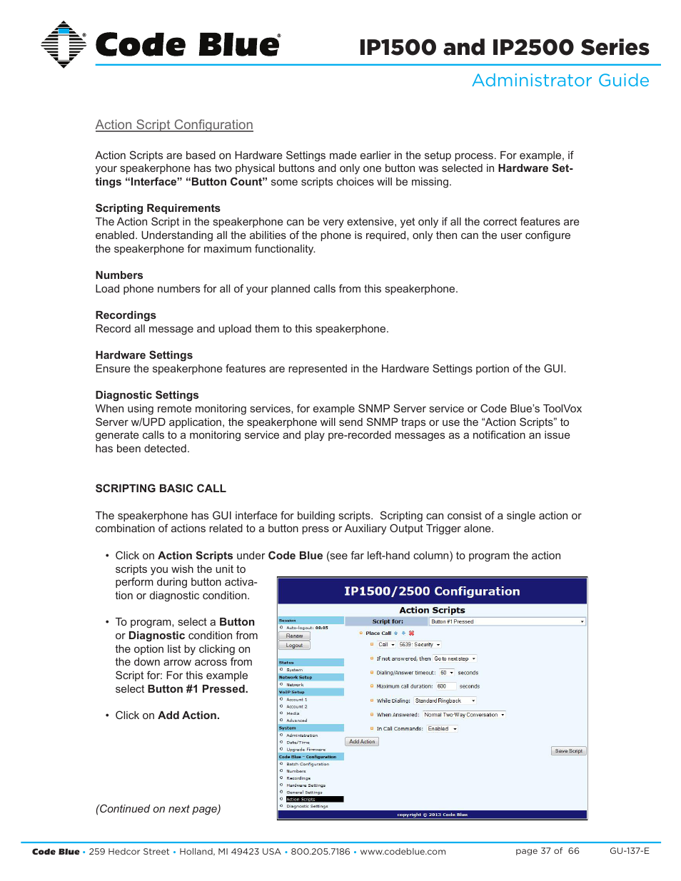 Administrator guide | Code Blue IP1500 VOIP SPEAKERPHONE User Manual | Page 37 / 66