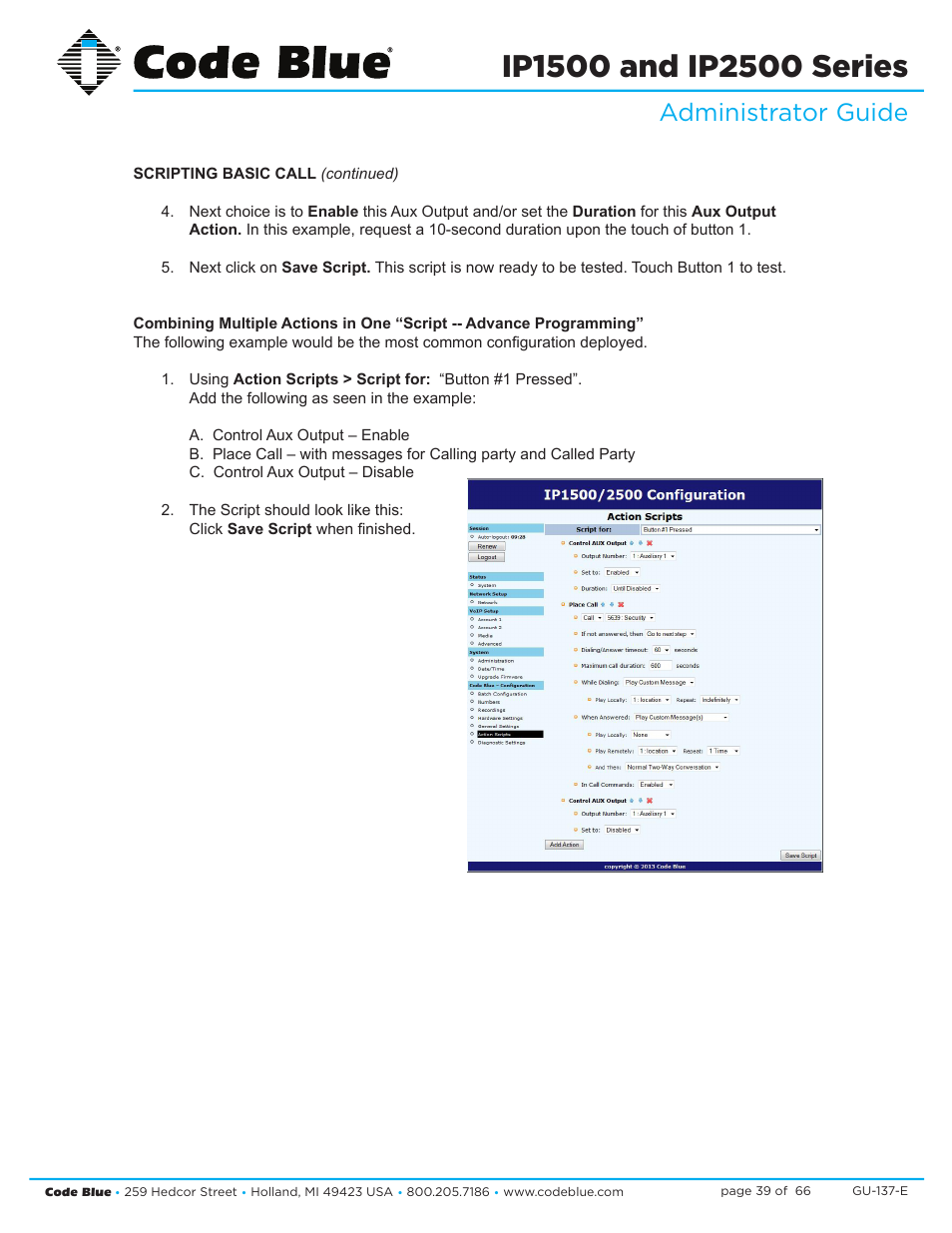 Administrator guide | Code Blue IP1500 VOIP SPEAKERPHONE User Manual | Page 39 / 66