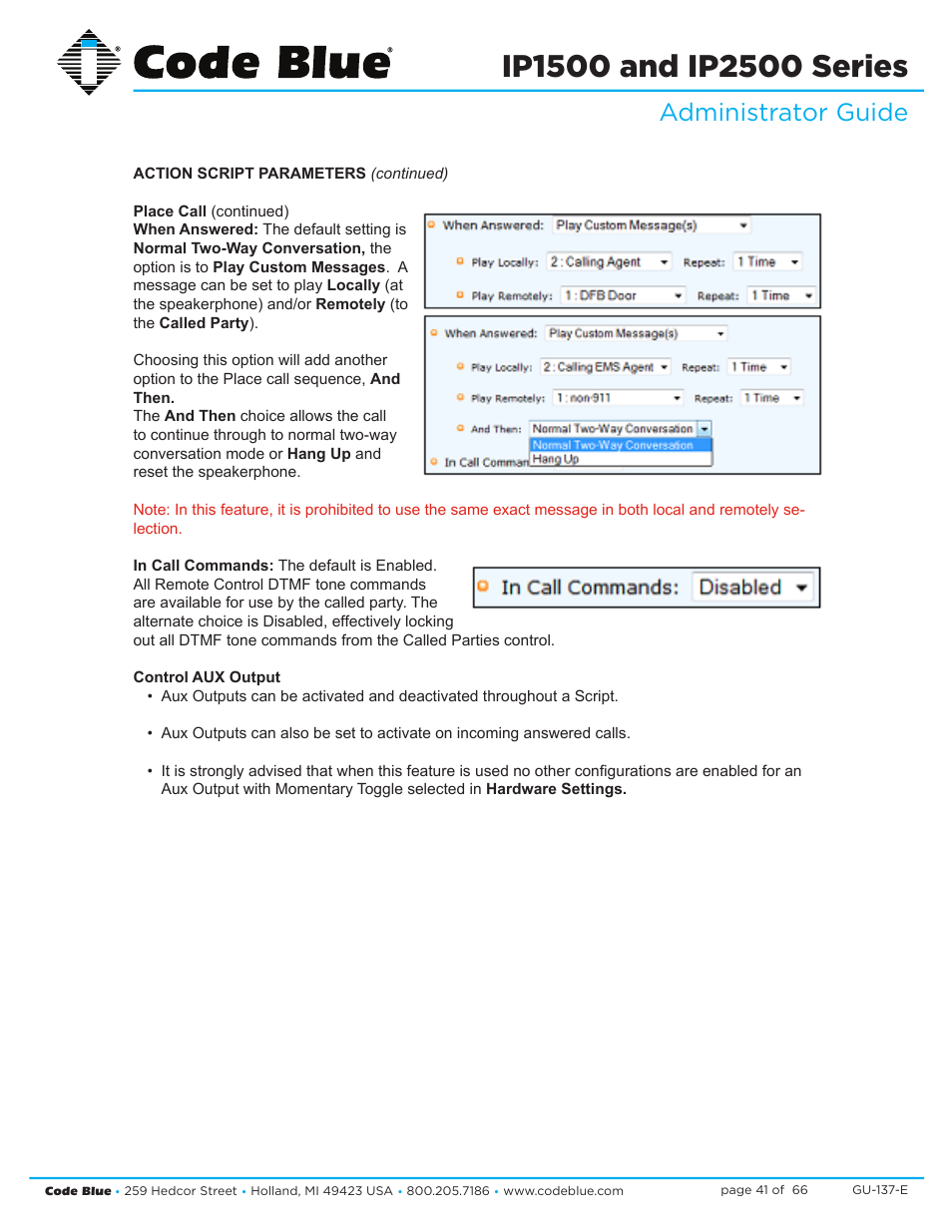 Administrator guide | Code Blue IP1500 VOIP SPEAKERPHONE User Manual | Page 41 / 66